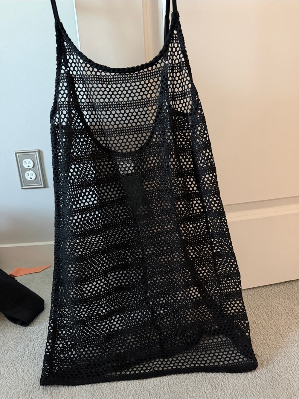 wild fable Black Crochet Swim Cover-Up Dress